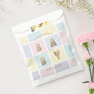Pastel Colour Block Gold Baby Shower  Favour Bag