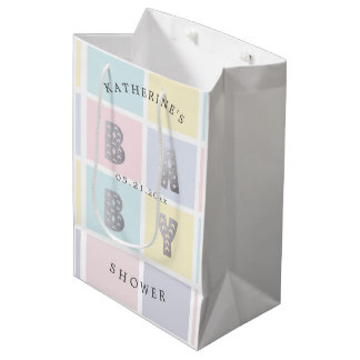 Pastel Colour Block Gold Baby Shower  Medium Gift Bag