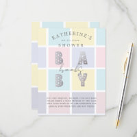 Pastel Colour Block Gold Books For A Baby Card