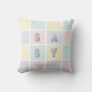 pastel colour block monogram  throw pillow