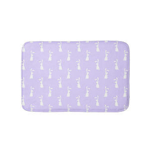 Pastel Colour Bunny Pattern Blue Background Pet Bath Mat