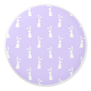 Pastel Colour Bunny Pattern Blue Background Pet Ceramic Knob