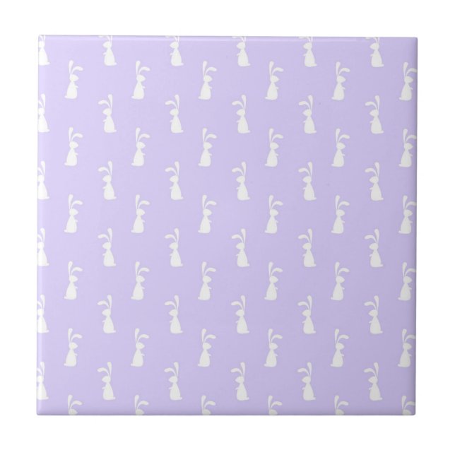 Pastel Colour Bunny Pattern Blue Background Pet Tile (Front)