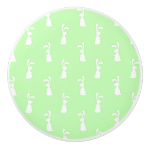 Pastel Colour Bunny Pattern Mint Background Pet Ceramic Knob