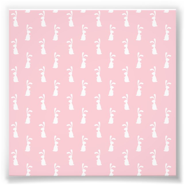 Pastel Colour Bunny Pattern Pink Background Pet Photo Print (Front)