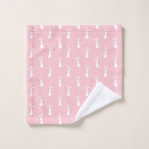 Pastel Colour Bunny Pattern Pink Background Pet Wash Cloth