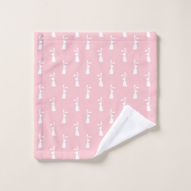 Pastel Colour Bunny Pattern Pink Background Pet Wash Cloth (Wash Cloth)