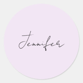 Pastel Colour Calligraphy Elegant Plain Simple Nam Classic Round Sticker