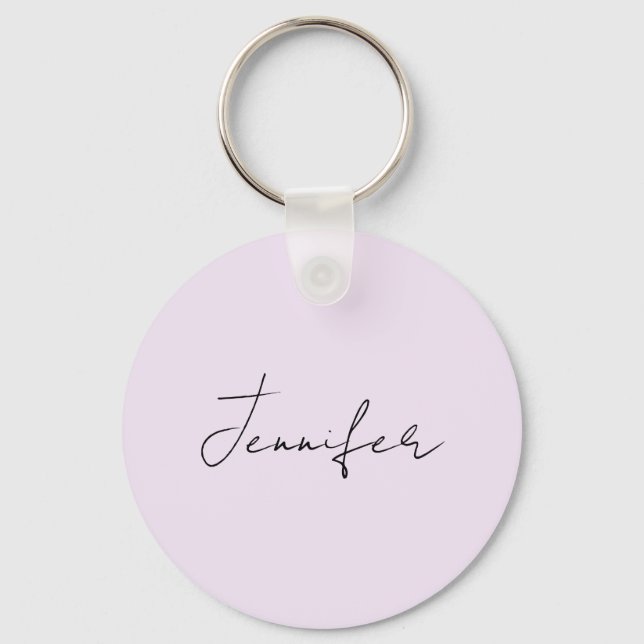 Pastel Colour Calligraphy Elegant Plain Simple Nam Keychain (Front)