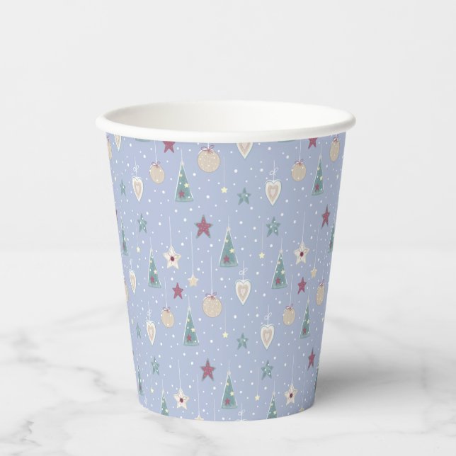Pastel Colour Christmas Tree Star and Heart Paper Cups (Front)