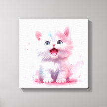 Pastel Colour Cute Kitten Canvas