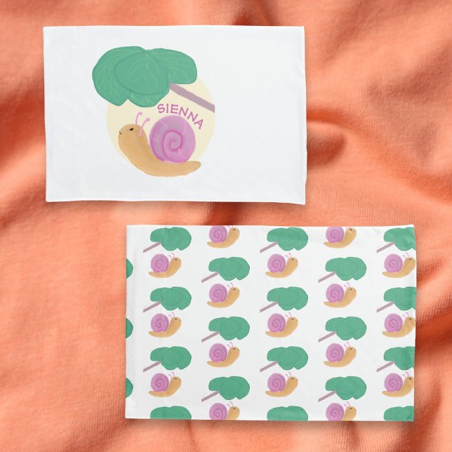 Pastel colour Cute Snail Pattern Personalized kids Pillowcase (Creator Uploaded)