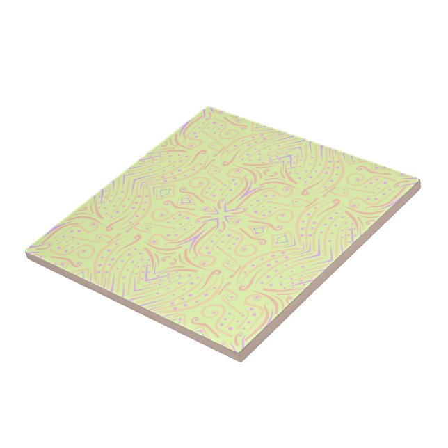 Pastel Colour Dots And Tapered Lines Pattern Art Tile (Side)