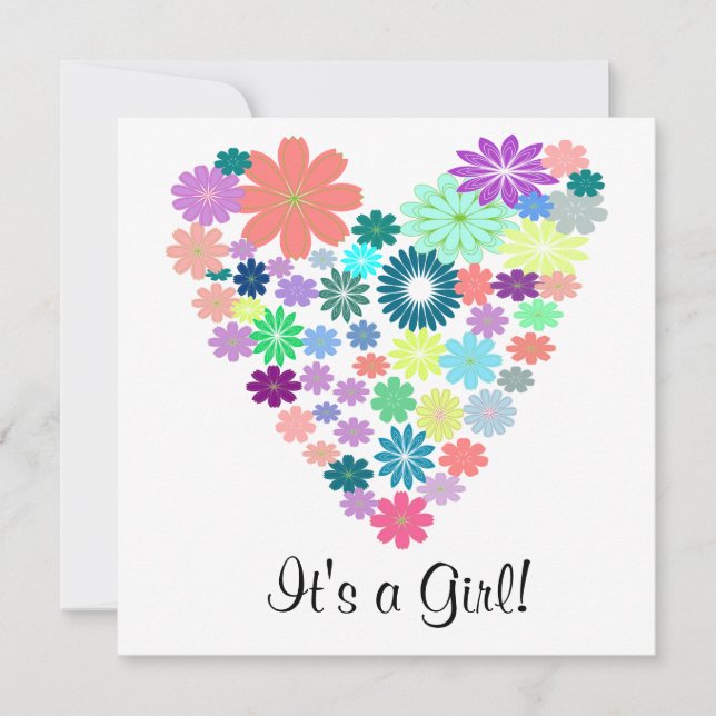 Pastel Colour Floral Heart Baby Shower Invitation (Front)