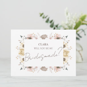 Pastel Colour Floral Wedding Bridesmade Invitation