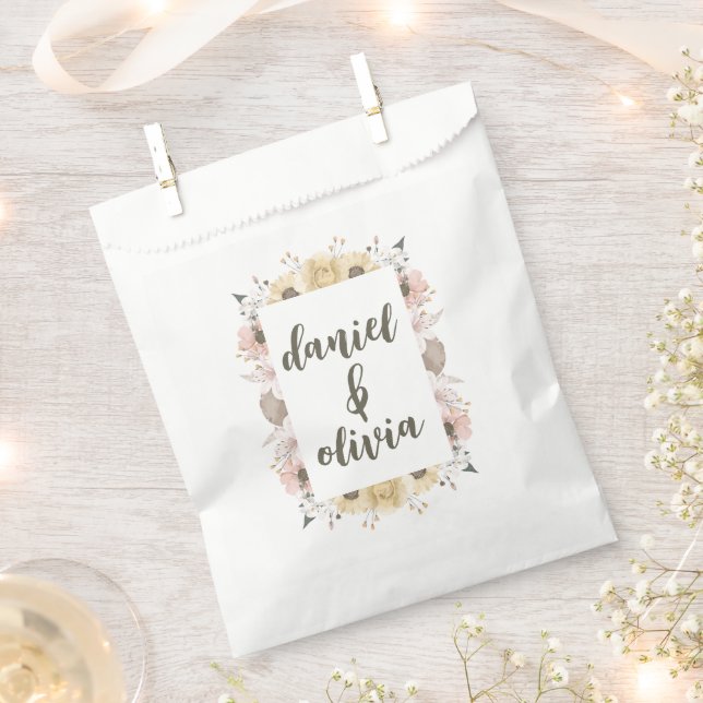 Pastel Colour Floral Wedding Favour Bag (Clipped)