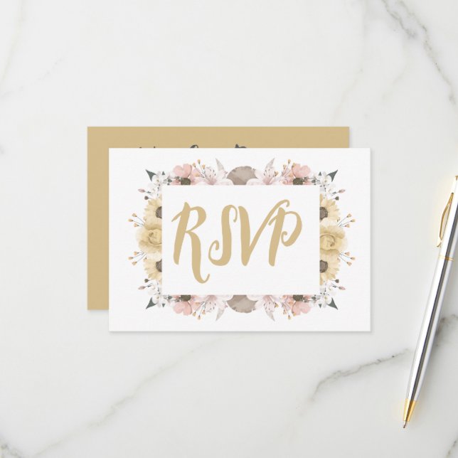 Pastel Colour Floral Wedding RSVP Card (Front/Back In Situ)