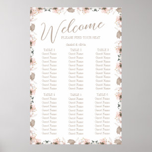 Pastel Colour Floral Wedding  Seating Charts