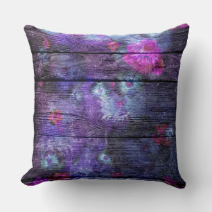 Pastel Colour Flower on Wood #6 Throw Pillow