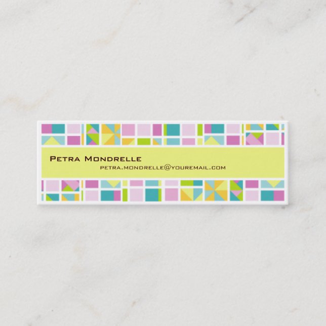 Pastel Colour Grid Skinny Business Card (Front)