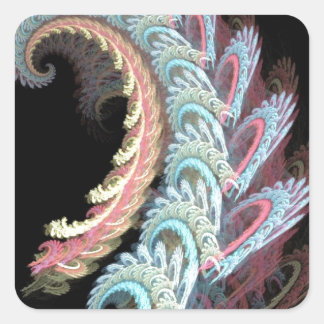 Pastel Colour Paisley Fractal Art Design Gifts Square Sticker