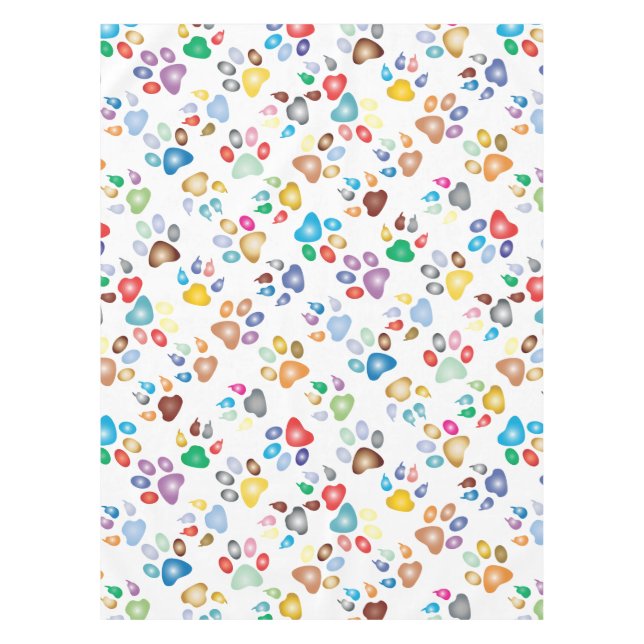 Pastel Colour Paw Print  Tablecloth (Front)