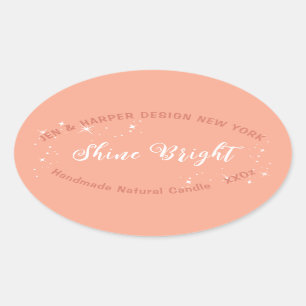 Pastel Colour Peach Product Packaging Labels