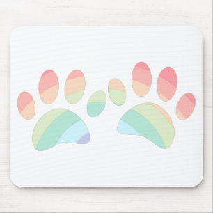 Pastel Colour Rainbow Dog Paw Prints Mouse Pad