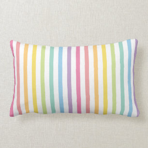 Pastel Colour Rainbow Stripes Pattern Lumbar Pillow