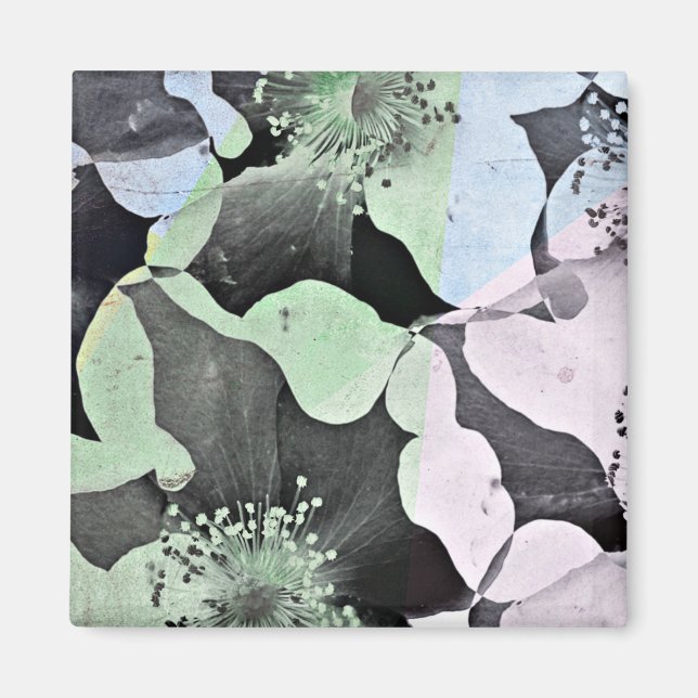 Pastel colour romantic flower nature pattern art magnet (Front)