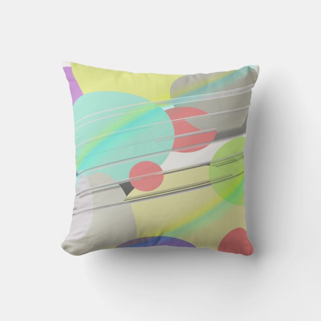 Pastel Colour Round Oval Shape Pattern Throw Pillo Pillow (Front)