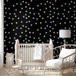 Pastel colour stars kids room wallpaper