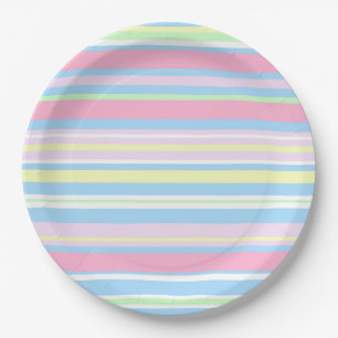 Pastel Colour Stripes Paper Plate