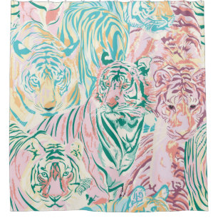 Pastel Colour Tiger Art Pattern