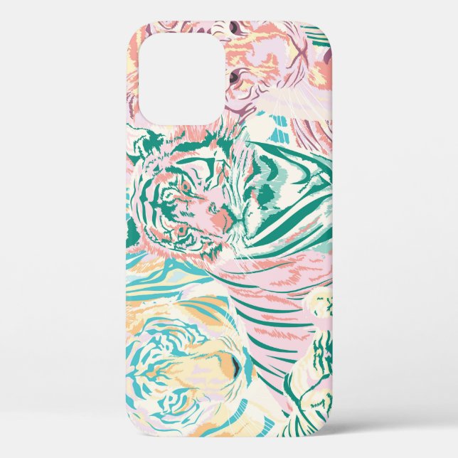 Pastel Colour Tiger Art Pattern Case-Mate iPhone Case (Back)