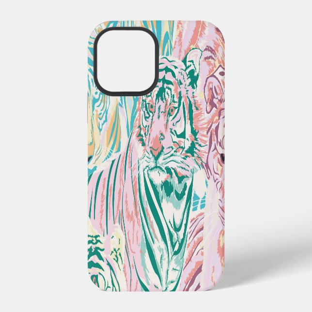 Pastel Colour Tiger Art Pattern iPhone Case (Back)