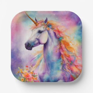Pastel Colour Unicorn Paper Plate