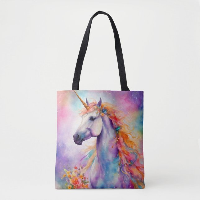 Pastel Colour Unicorn Tote Bag (Front)