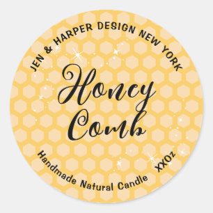 Pastel Colour Yellow Honey Comb Pattern Cute Classic Round Sticker