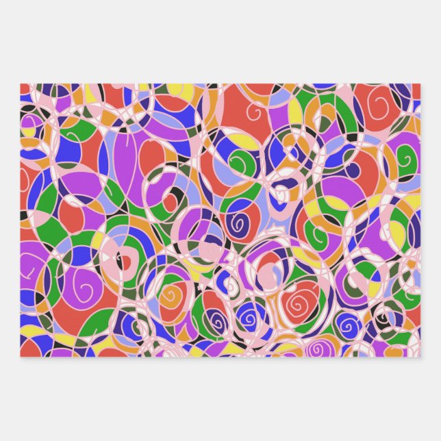 Pastel coloured Abstract  Patterns  Wrapping Paper Sheet (Front)