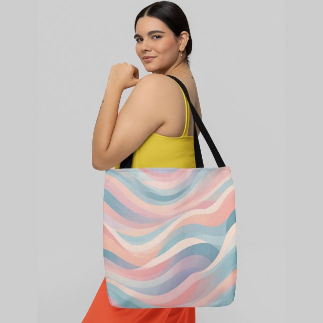 Pastel-coloured abstract wavy pattern tote bag (Creator Uploaded)