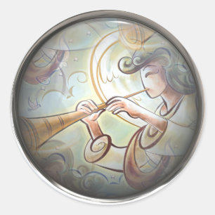 Pastel Coloured Angel With Trumpet Classic Round Sticker