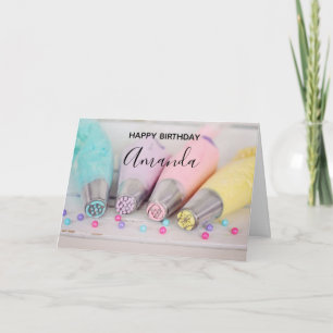 Pastel Coloured Cake Decorating Tools Birthday Card