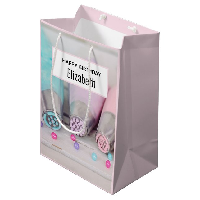Pastel Coloured Cake Decorating Tools Birthday Medium Gift Bag (Front Angled)