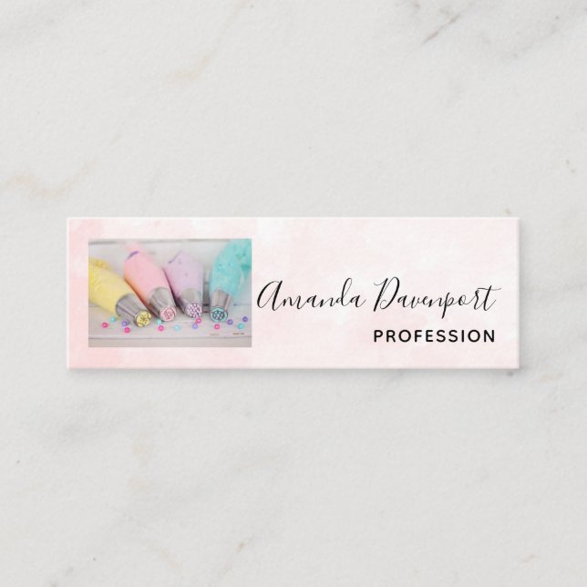 Pastel Coloured Cake Decorating Tools Mini Business Card (Front)
