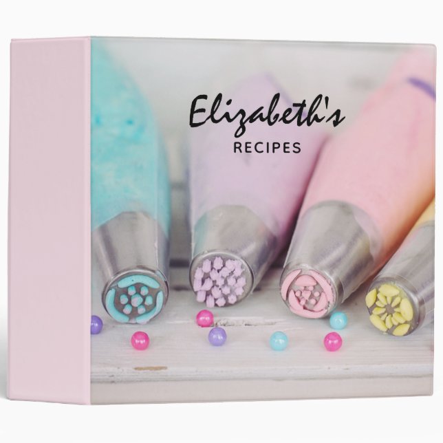 Pastel Coloured Cake Decorating Tools Photo Recipe Binder (Front/Spine)