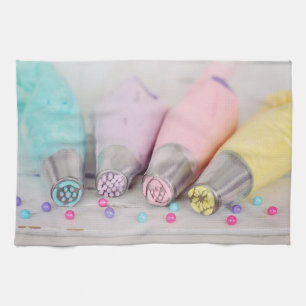 Pastel Coloured Cake Decorating Tools Photograph Kitchen Towel