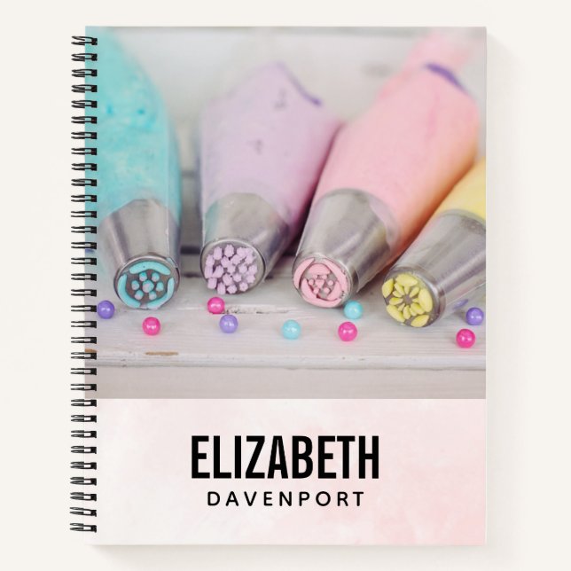 Pastel Coloured Cake Decorating Tools Photograph Notebook (Front)