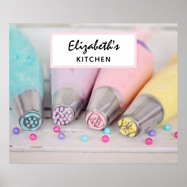 Pastel Coloured Cake Decorating Tools Photograph Poster (Front)