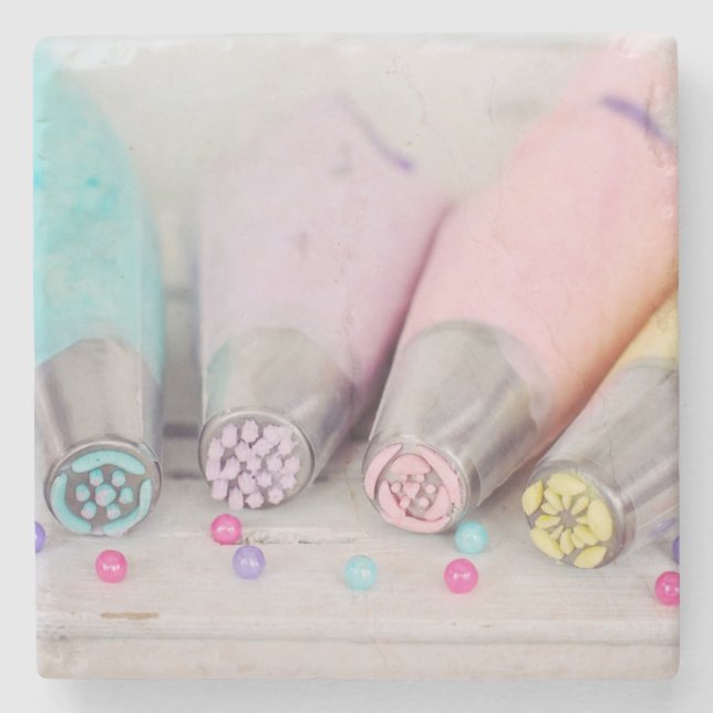Pastel Coloured Cake Decorating Tools Photograph Stone Coaster (Front)